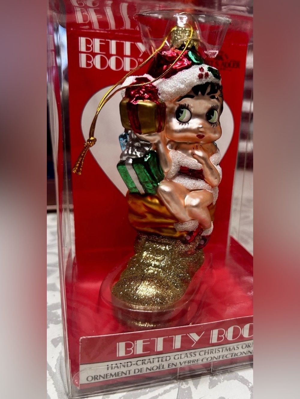 Vintage Kurt S. Adler Betty Boop Glass Hanging Christmas Ornament 2008